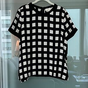 Kate Spade Navy and White Silk Blouse